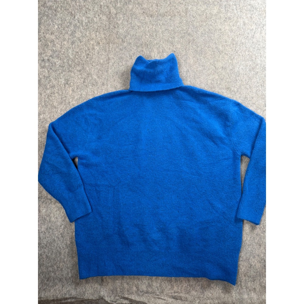 Zara Turtleneck Sweater Womens S Blue Knit Oversized Long Sleeve Cozy Minimalist